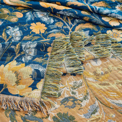 Boho Cotton Throw Blanket – Reversible Floral Farmhouse Quilt in Floral Design I - Loom & Bloom