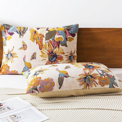 Organic Cotton Pillowcases 20x30 Boho Ink Flower Set of 2