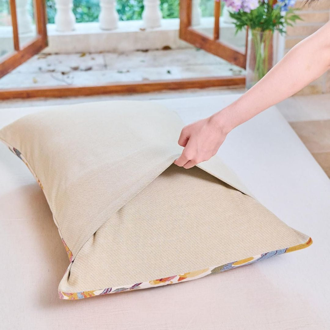 Organic Cotton Pillowcases 20x30 Boho Ink Flower Set of 2