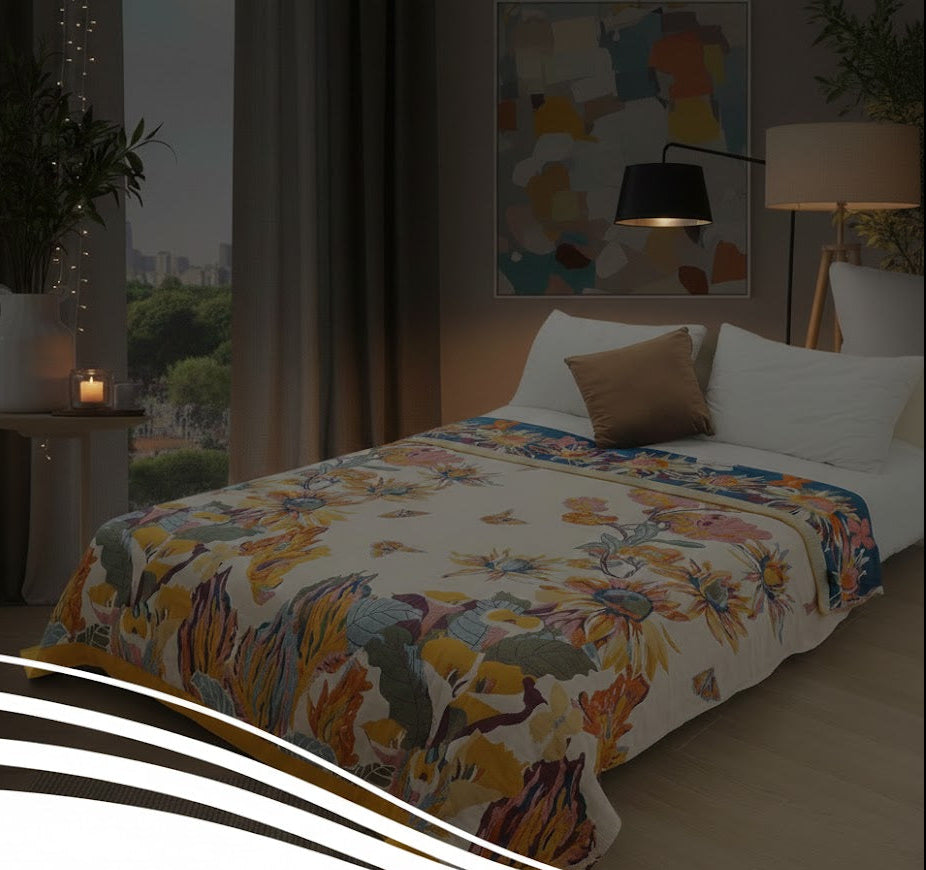 Spring Floral Butterfly Farmhouse Decor Blanket for Sofa