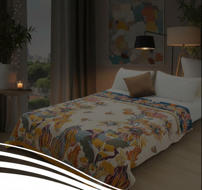 Spring Floral Butterfly Farmhouse Decor Blanket for Sofa