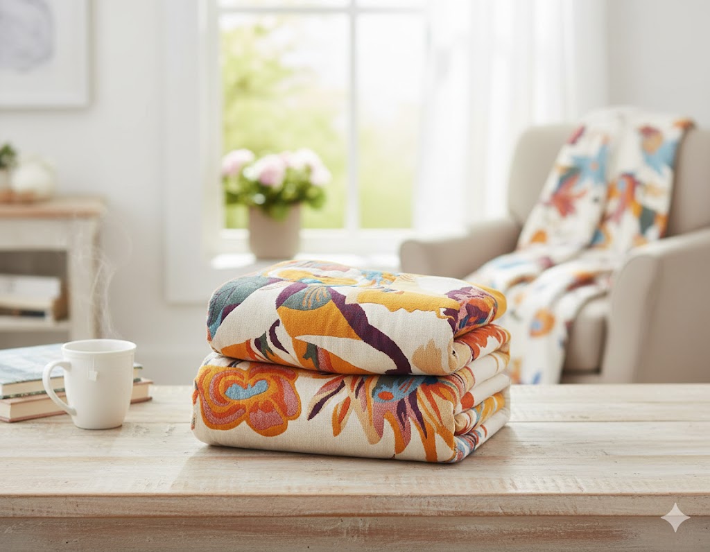 Spring Floral Butterfly Farmhouse Decor Blanket for Sofa