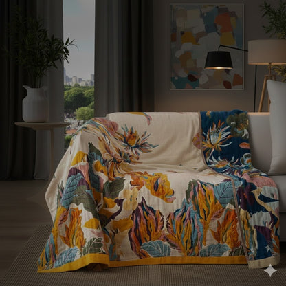 Spring Floral Butterfly Farmhouse Decor Blanket for Sofa