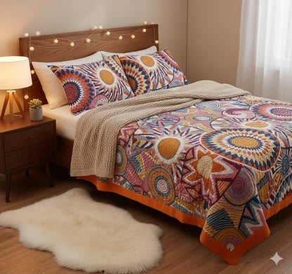 Boho Spring Throw Blanket for Bed Couch, 100% Bohemian Cotton